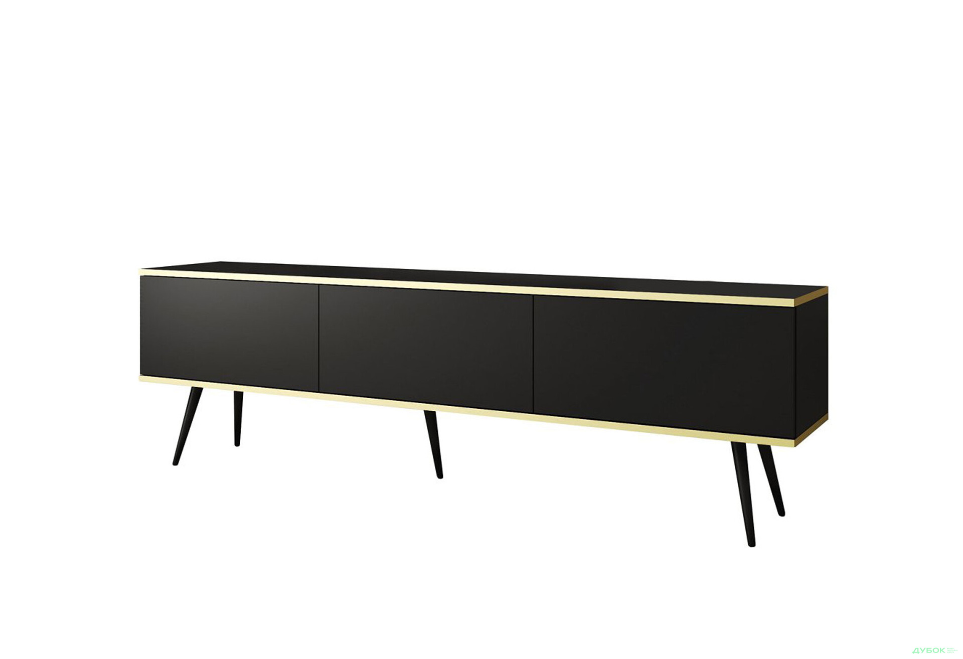 Изображение 1 - Тумба под ТВ Perfect Home Оро / Oro с 3 дверками 175 см, черный, черные ножки