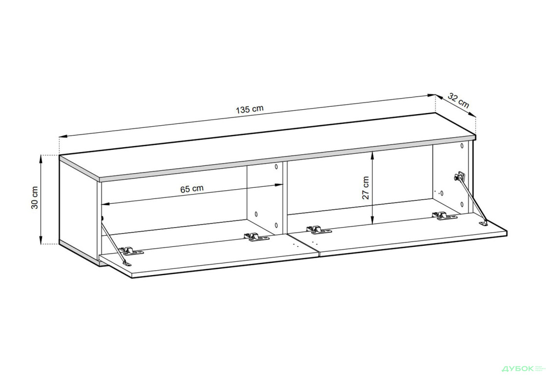 Тумба под ТВ Perfect Home Оро / Oro навесная с 2 дверками 135 см, белый - Изображение 3 Изображение 3 - Тумба под ТВ Perfect Home Оро / Oro навесная с 2 дверками 135 см, белый