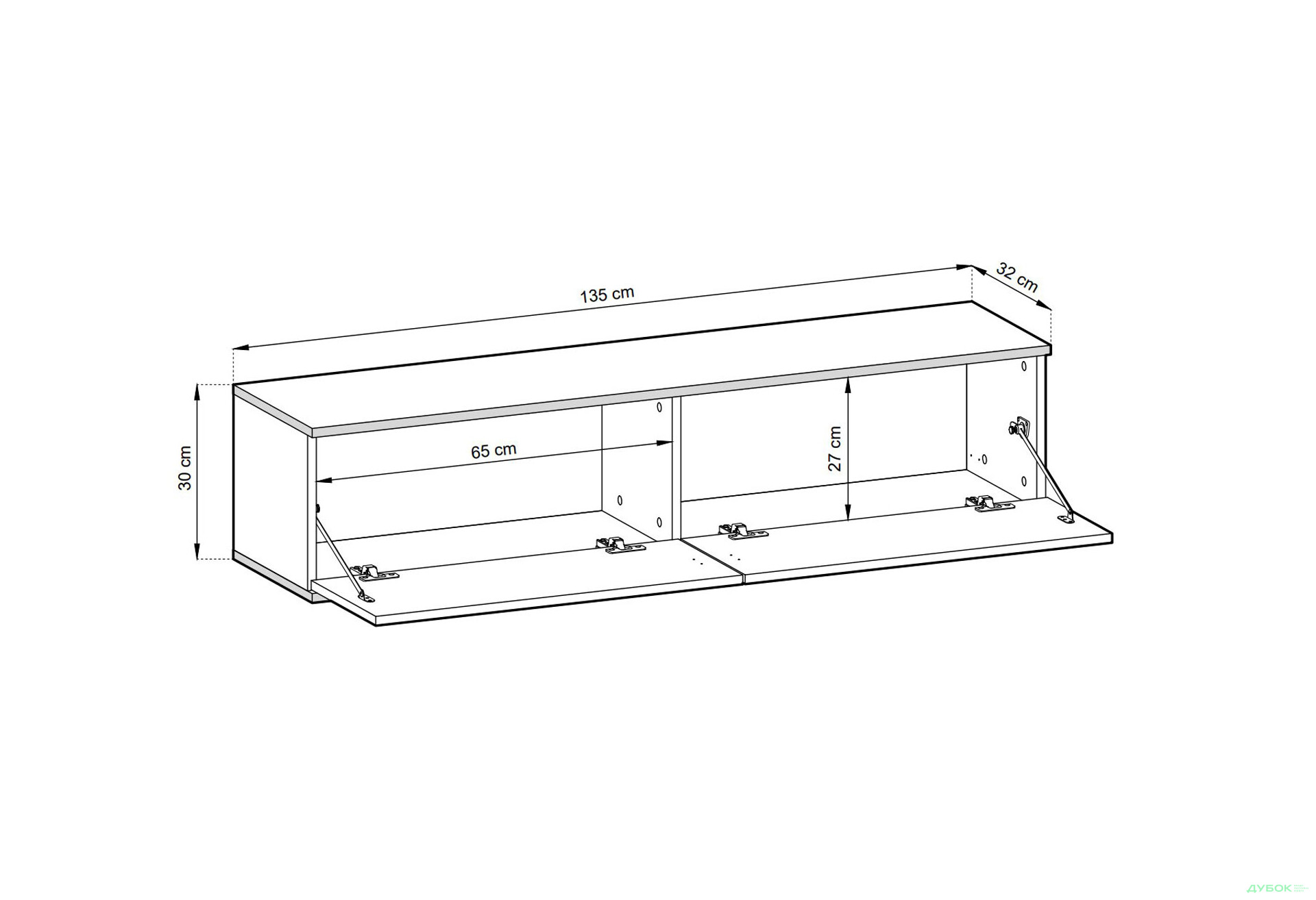 Тумба під ТВ Perfect Home Оро / Oro MDF навісна з 2 дверками 135 см, сірий - Зображення 3 Зображення 3 - Тумба під ТВ Perfect Home Оро / Oro MDF навісна з 2 дверками 135 см, сірий