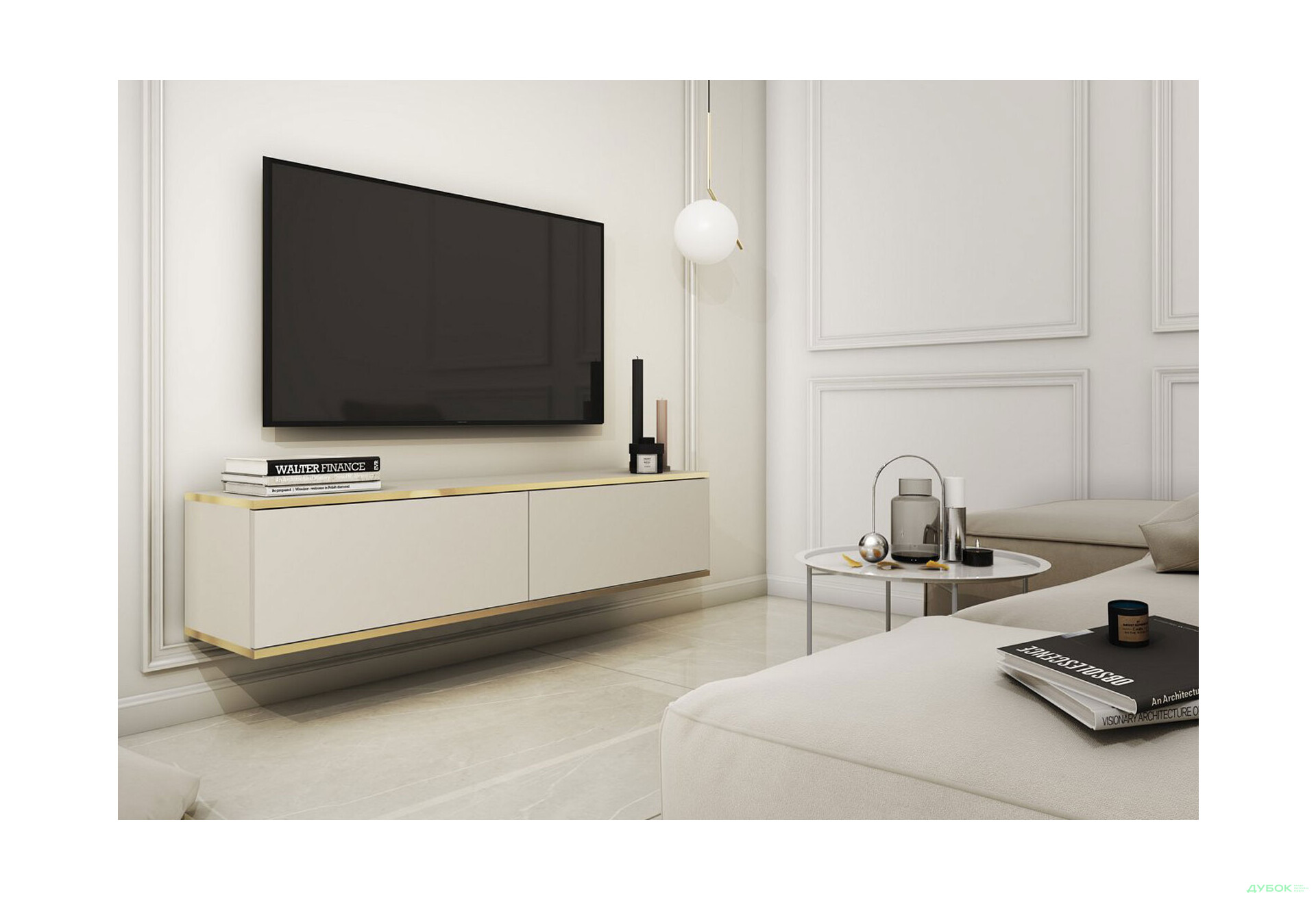 Зображення 2 - Тумба під ТВ Perfect Home Оро / Oro навісна з 2 дверками 135 см, бежевий