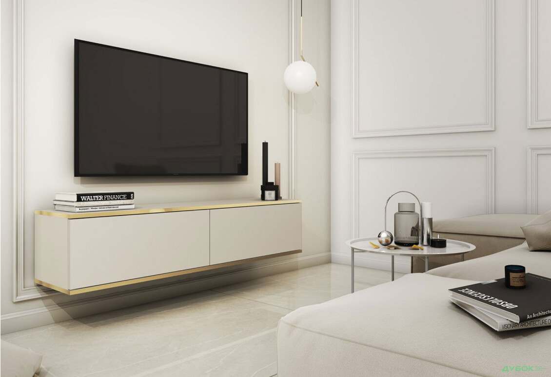 Зображення 2 - Тумба під ТВ Perfect Home Оро / Oro навісна з 2 дверками 135 см, бежевий