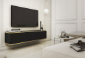 Зображення 2 - Тумба під ТВ Perfect Home Оро / Oro MDF навісна з 2 дверками 135 см, чорний