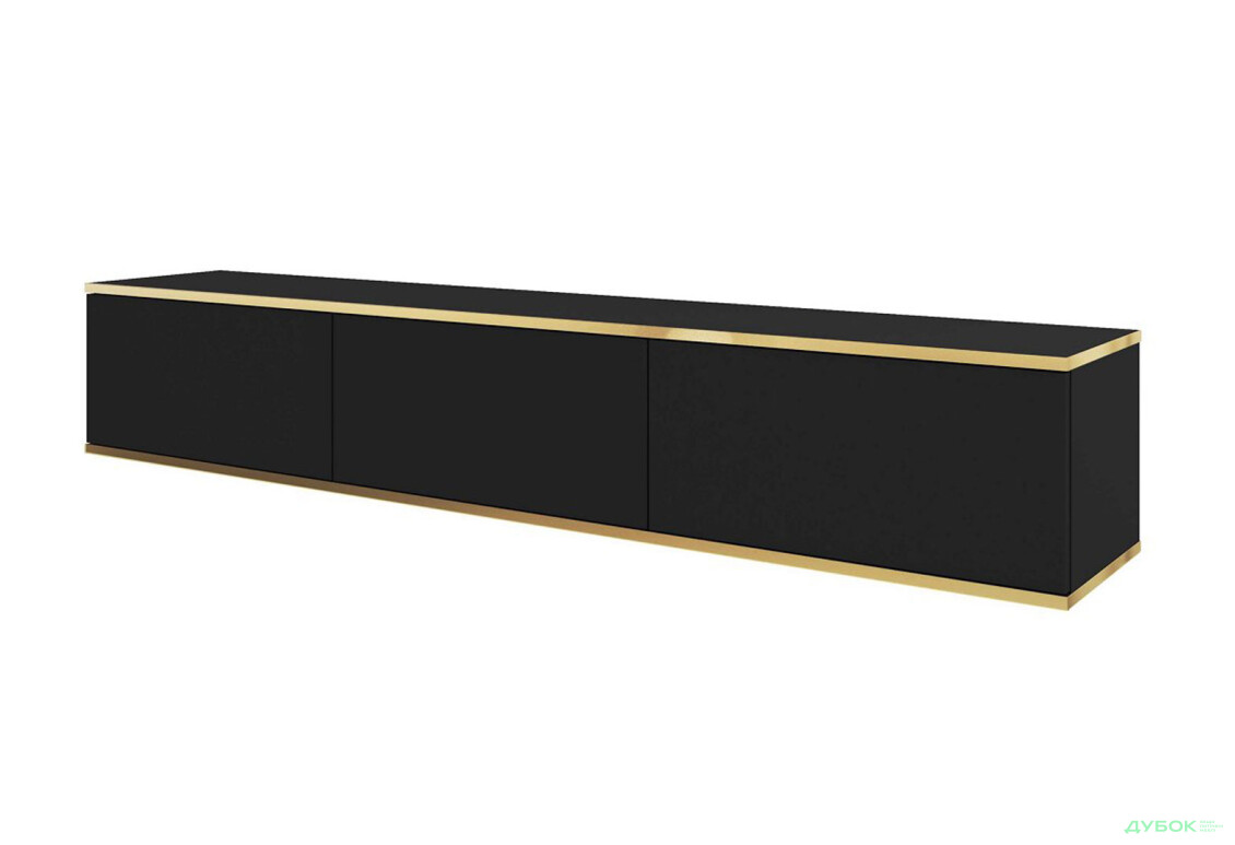 Тумба под ТВ Perfect Home Оро / Oro навесная с 3 дверками 175 см, черный - Изображение 1 Изображение 1 - Тумба под ТВ Perfect Home Оро / Oro навесная с 3 дверками 175 см, черный