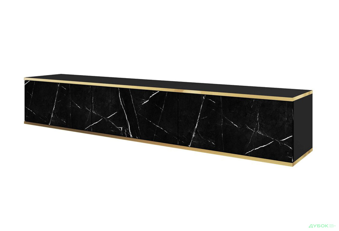 Тумба под ТВ Perfect Home Оро / Oro навесная с 3 дверками 175 см, черный мрамор - Изображение 1 Изображение 1 - Тумба под ТВ Perfect Home Оро / Oro навесная с 3 дверками 175 см, черный мрамор