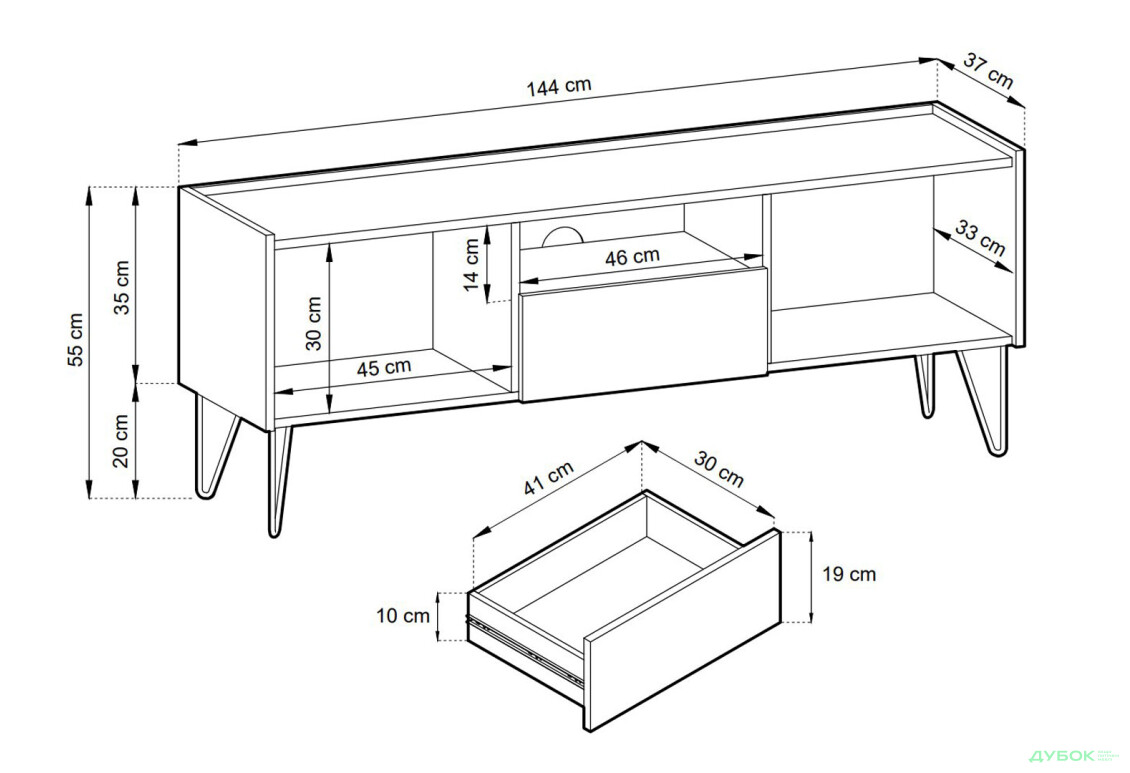 Тумба під ТВ Perfect Home Гармоні / Harmony з 2 дверками та шухлядою 144 см, чорний / чорний мармур роял - Зображення 5 Зображення 5 - Тумба під ТВ Perfect Home Гармоні / Harmony з 2 дверками та шухлядою 144 см, чорний / чорний мармур роял