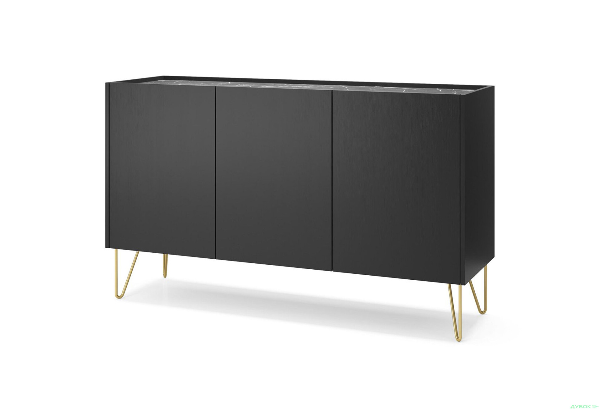 Комод Perfect Home Гармони / Harmony 3-дверный 144 см, черный / черный мрамор роял - Изображение 1 Изображение 1 - Комод Perfect Home Гармони / Harmony 3-дверный 144 см, черный / черный мрамор роял