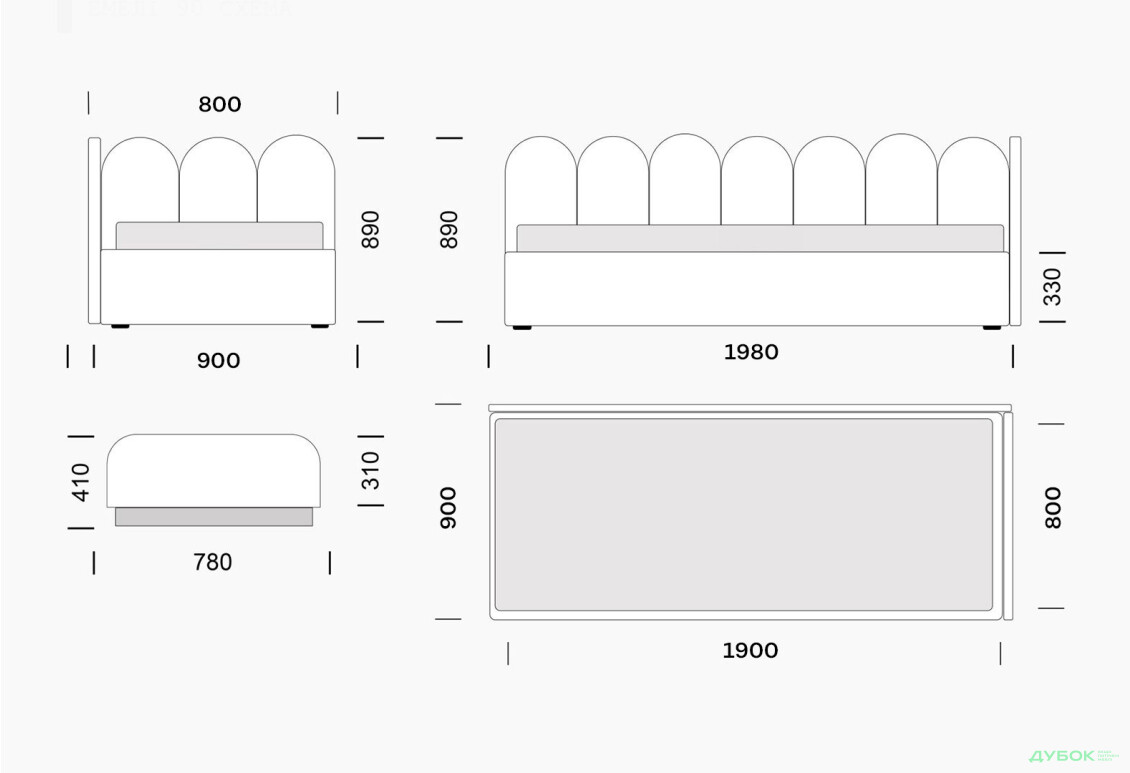 Ліжко-подіум Eurosof Емелі 80х190 см з нішею та металопідйомником + бортик - Зображення 6 Зображення 6 - Ліжко-подіум Eurosof Емелі 80х190 см з нішею та металопідйомником + бортик