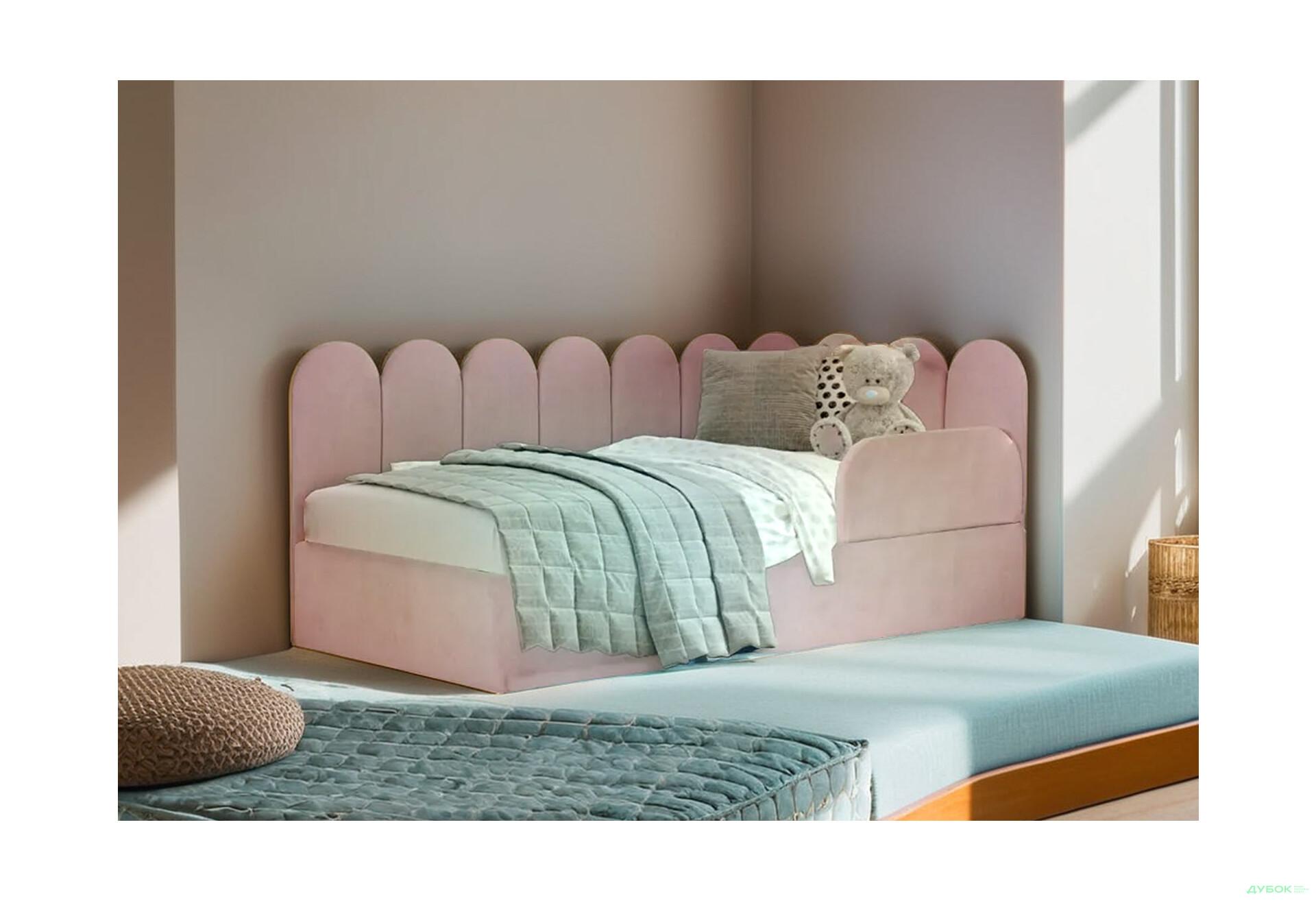 Ліжко-подіум Eurosof Емелі 80х190 см з нішею та металопідйомником + бортик - Зображення 2 Зображення 2 - Ліжко-подіум Eurosof Емелі 80х190 см з нішею та металопідйомником + бортик