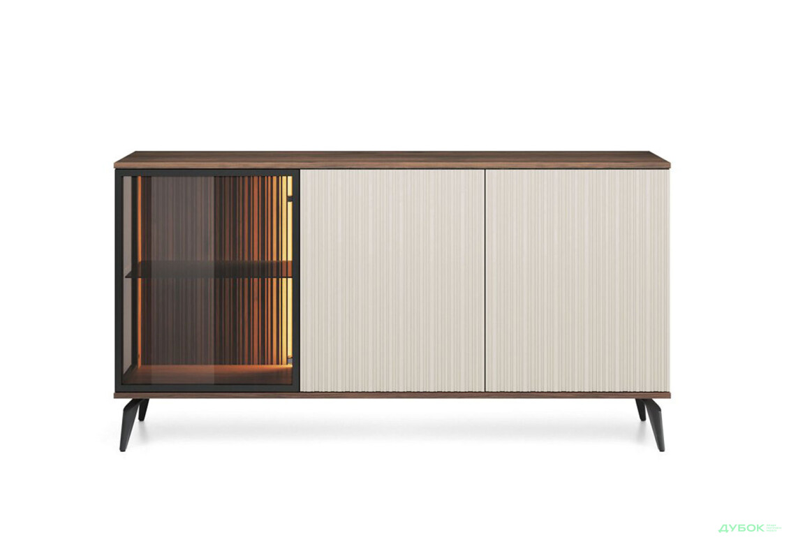 Комод Perfect Home Вічі / Vici 3-дверний з підсвіткою 154 см, горіх / кашемір - Зображення 1 Зображення 1 - Комод Perfect Home Вічі / Vici 3-дверний з підсвіткою 154 см, горіх / кашемір