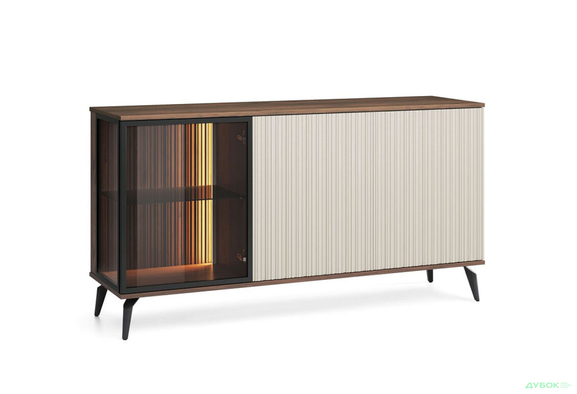 Комод Perfect Home Вічі / Vici 3-дверний з підсвіткою 154 см, горіх / кашемір - Зображення 4 Зображення 4 - Комод Perfect Home Вічі / Vici 3-дверний з підсвіткою 154 см, горіх / кашемір