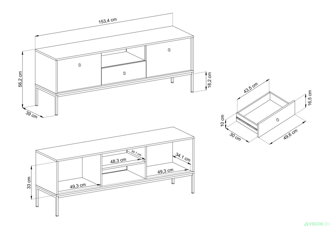 Тумба під ТВ Perfect Home Моно / Mono з 2 дверками, шухлядою та полицею 154 см, беж пісочний, чорні ніжки - Зображення 7 Зображення 7 - Тумба під ТВ Perfect Home Моно / Mono з 2 дверками, шухлядою та полицею 154 см, беж пісочний, чорні ніжки