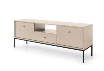 Тумба під ТВ Perfect Home Моно / Mono з 2 дверками, шухлядою та полицею 154 см, беж пісочний, чорні ніжки