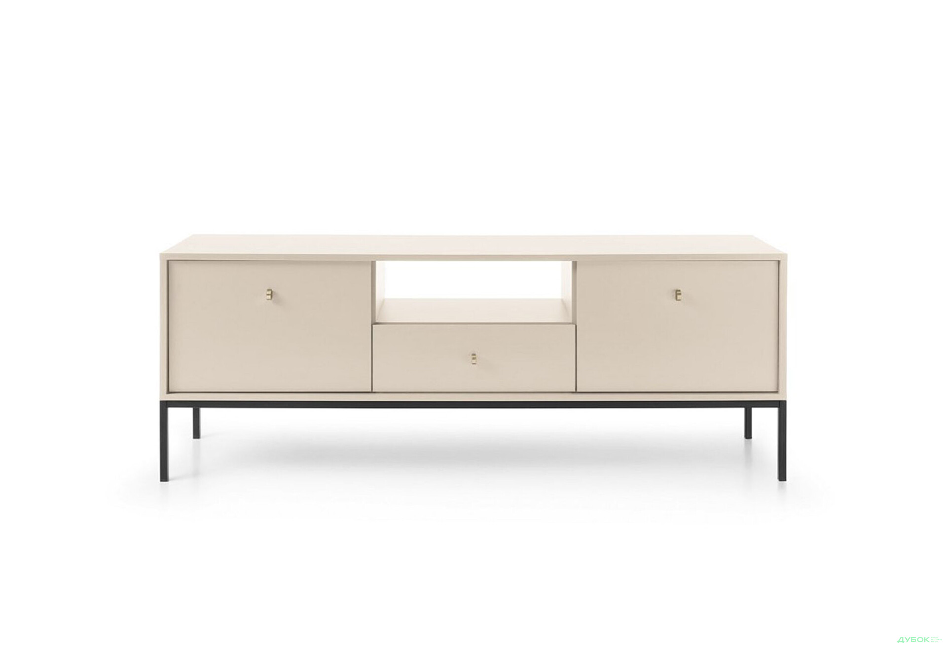 Тумба під ТВ Perfect Home Моно / Mono з 2 дверками, шухлядою та полицею 154 см, беж пісочний, чорні ніжки - Зображення 3 Зображення 3 - Тумба під ТВ Perfect Home Моно / Mono з 2 дверками, шухлядою та полицею 154 см, беж пісочний, чорні ніжки