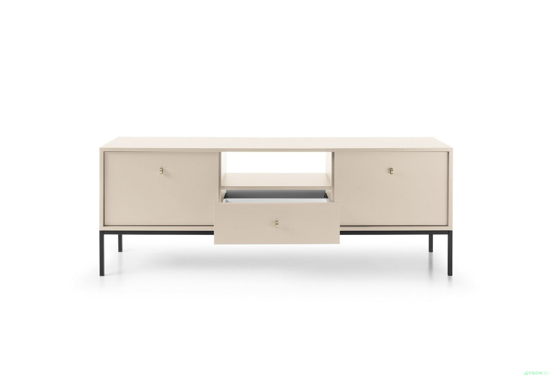 Тумба під ТВ Perfect Home Моно / Mono з 2 дверками, шухлядою та полицею 154 см, беж пісочний, чорні ніжки - Зображення 5 Зображення 5 - Тумба під ТВ Perfect Home Моно / Mono з 2 дверками, шухлядою та полицею 154 см, беж пісочний, чорні ніжки