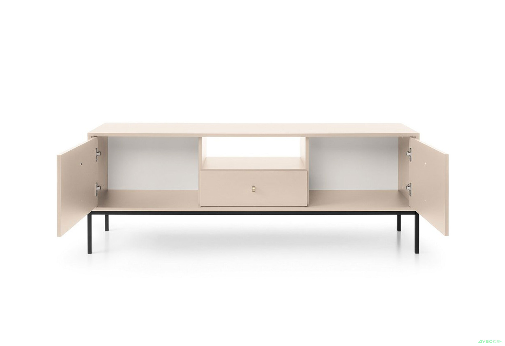 Тумба під ТВ Perfect Home Моно / Mono з 2 дверками, шухлядою та полицею 154 см, беж пісочний, чорні ніжки - Зображення 4 Зображення 4 - Тумба під ТВ Perfect Home Моно / Mono з 2 дверками, шухлядою та полицею 154 см, беж пісочний, чорні ніжки