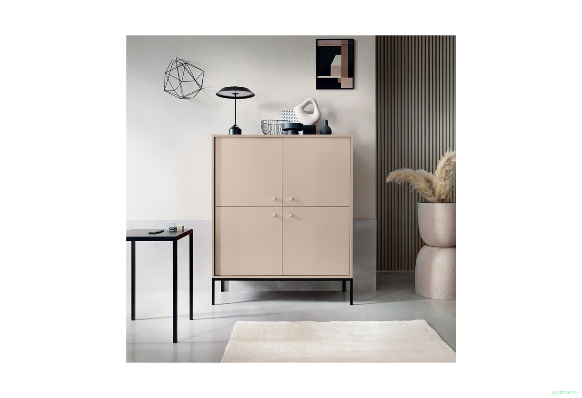 Комод Perfect Home Моно / Mono 4-дверний 104 см, беж пісочний, чорні ніжки - Зображення 2 Зображення 2 - Комод Perfect Home Моно / Mono 4-дверний 104 см, беж пісочний, чорні ніжки