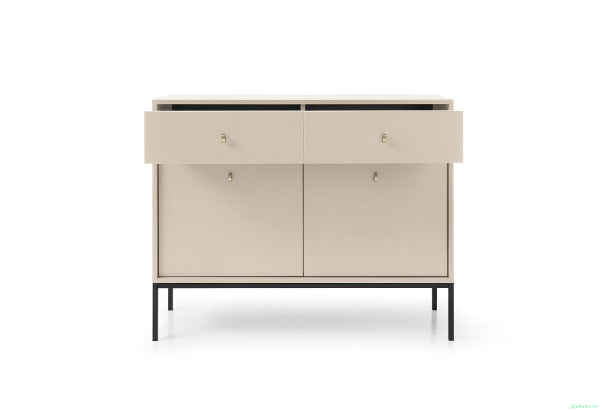 Комод Perfect Home Моно / Mono 2-дверний з 2 шухлядами 104 см, беж пісочний, чорні ніжки - Зображення 5 Зображення 5 - Комод Perfect Home Моно / Mono 2-дверний з 2 шухлядами 104 см, беж пісочний, чорні ніжки