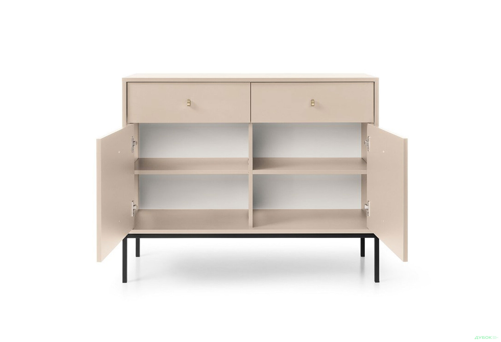 Комод Perfect Home Моно / Mono 2-дверний з 2 шухлядами 104 см, беж пісочний, чорні ніжки - Зображення 4 Зображення 4 - Комод Perfect Home Моно / Mono 2-дверний з 2 шухлядами 104 см, беж пісочний, чорні ніжки