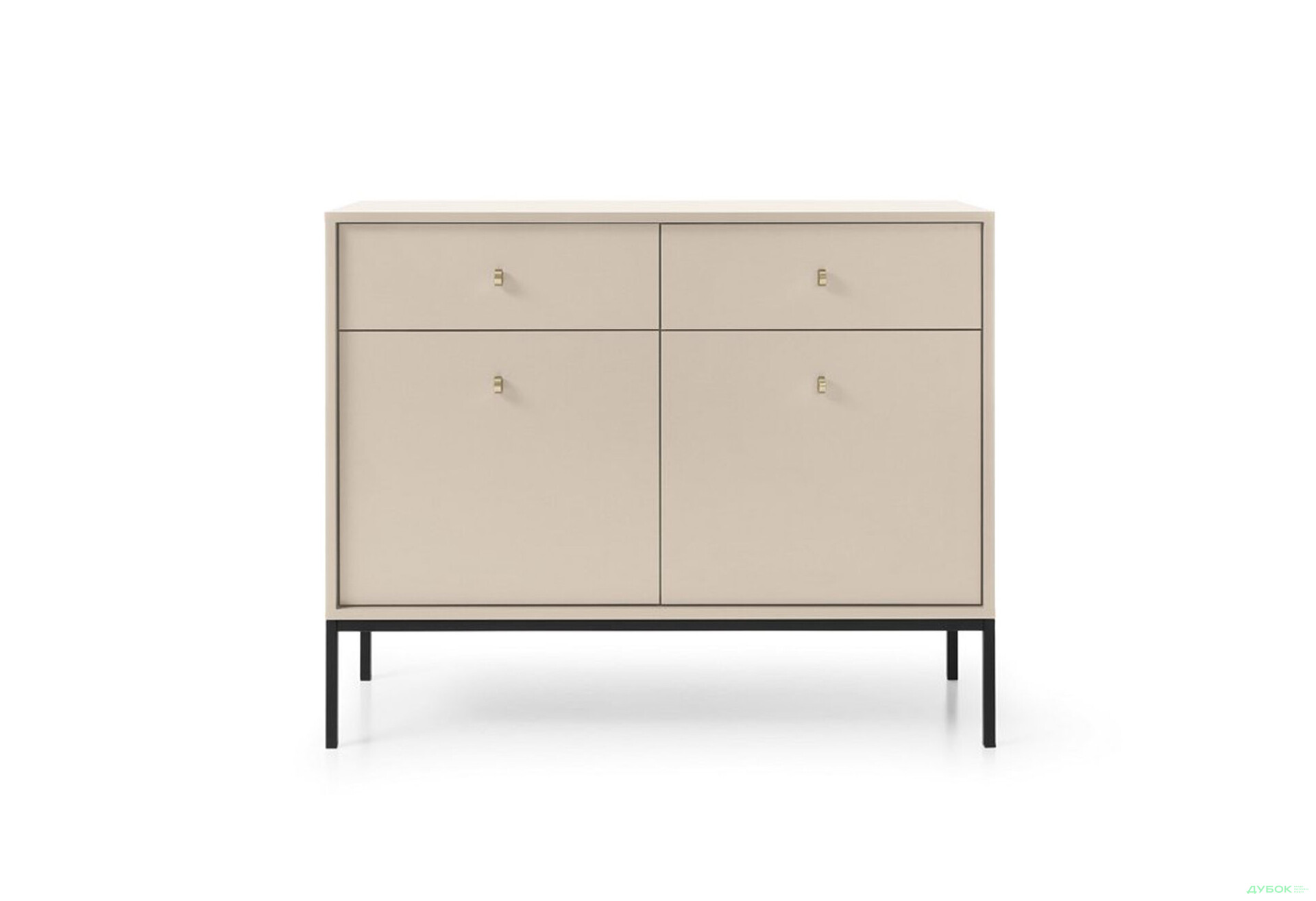 Комод Perfect Home Моно / Mono 2-дверний з 2 шухлядами 104 см, беж пісочний, чорні ніжки - Зображення 3 Зображення 3 - Комод Perfect Home Моно / Mono 2-дверний з 2 шухлядами 104 см, беж пісочний, чорні ніжки