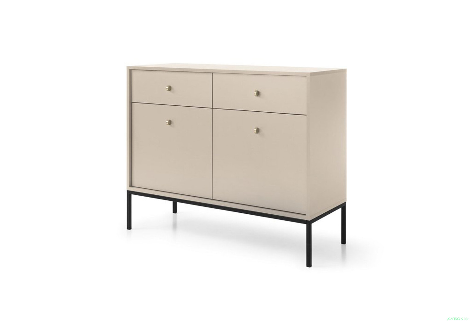 Комод Perfect Home Моно / Mono 2-дверний з 2 шухлядами 104 см, беж пісочний, чорні ніжки - Зображення 1 Зображення 1 - Комод Perfect Home Моно / Mono 2-дверний з 2 шухлядами 104 см, беж пісочний, чорні ніжки