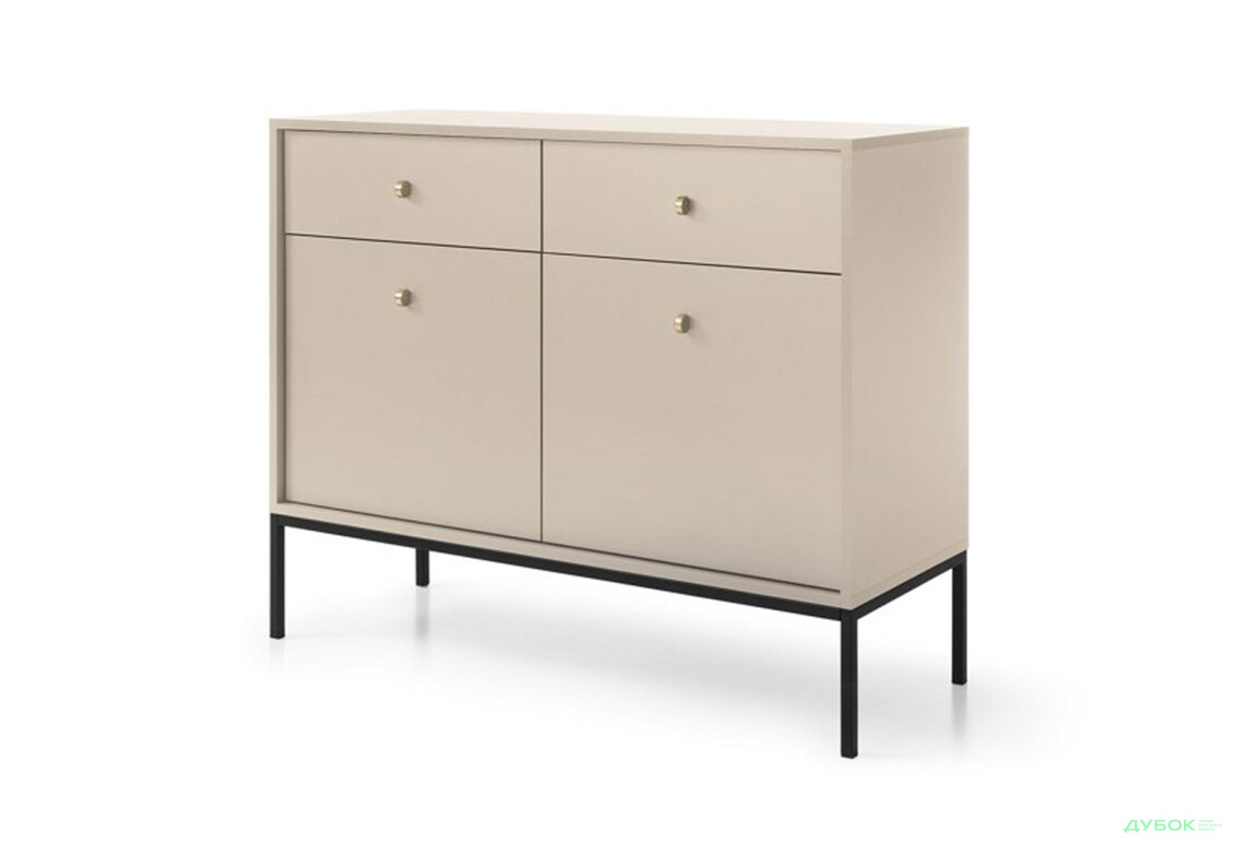 Комод Perfect Home Моно / Mono 2-дверний з 2 шухлядами 104 см, беж пісочний, чорні ніжки - Зображення 1 Зображення 1 - Комод Perfect Home Моно / Mono 2-дверний з 2 шухлядами 104 см, беж пісочний, чорні ніжки