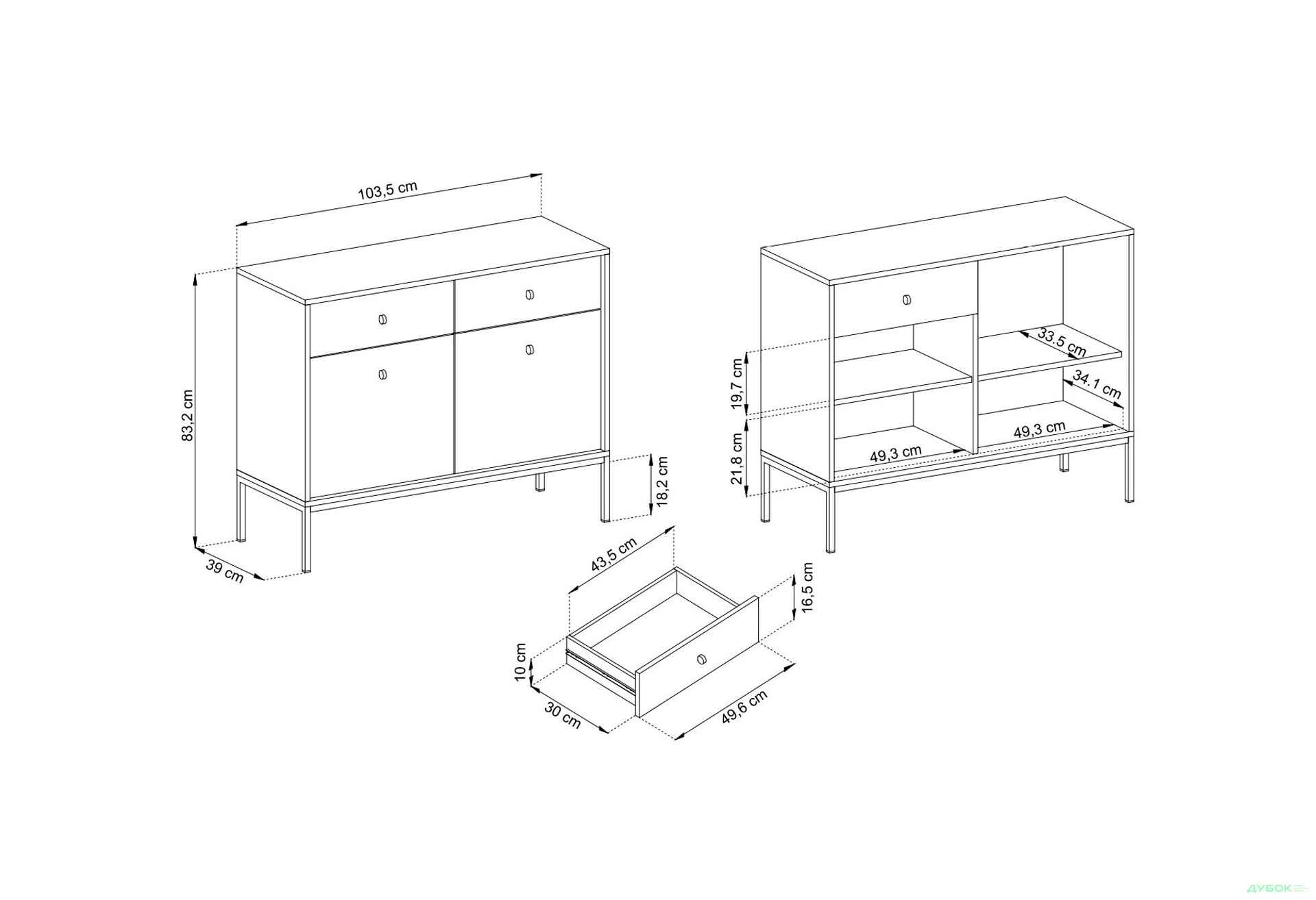 Комод Perfect Home Моно / Mono 2-дверний з 2 шухлядами 104 см, беж пісочний, чорні ніжки - Зображення 8 Зображення 8 - Комод Perfect Home Моно / Mono 2-дверний з 2 шухлядами 104 см, беж пісочний, чорні ніжки