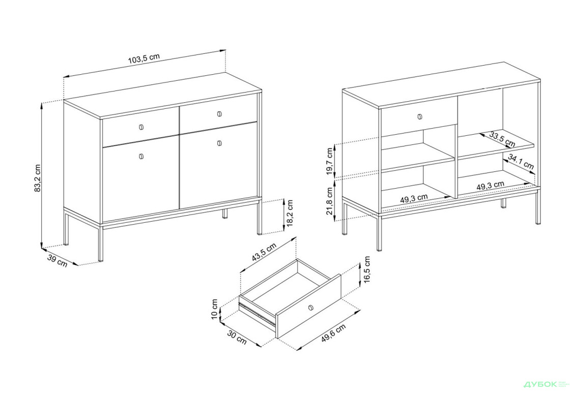 Комод Perfect Home Моно / Mono 2-дверний з 2 шухлядами 104 см, беж пісочний, чорні ніжки - Зображення 8 Зображення 8 - Комод Perfect Home Моно / Mono 2-дверний з 2 шухлядами 104 см, беж пісочний, чорні ніжки