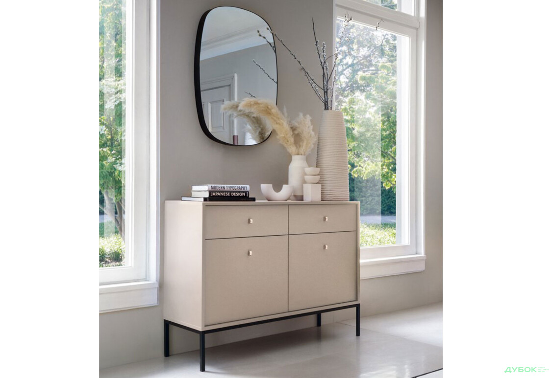 Комод Perfect Home Моно / Mono 2-дверний з 2 шухлядами 104 см, беж пісочний, чорні ніжки - Зображення 2 Зображення 2 - Комод Perfect Home Моно / Mono 2-дверний з 2 шухлядами 104 см, беж пісочний, чорні ніжки