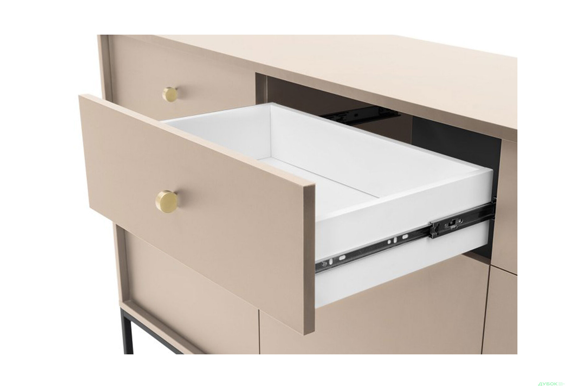 Комод Perfect Home Моно / Mono 3-дверний з 3 шухлядами 154 см, беж пісочний, чорні ніжки - Зображення 6 Зображення 6 - Комод Perfect Home Моно / Mono 3-дверний з 3 шухлядами 154 см, беж пісочний, чорні ніжки