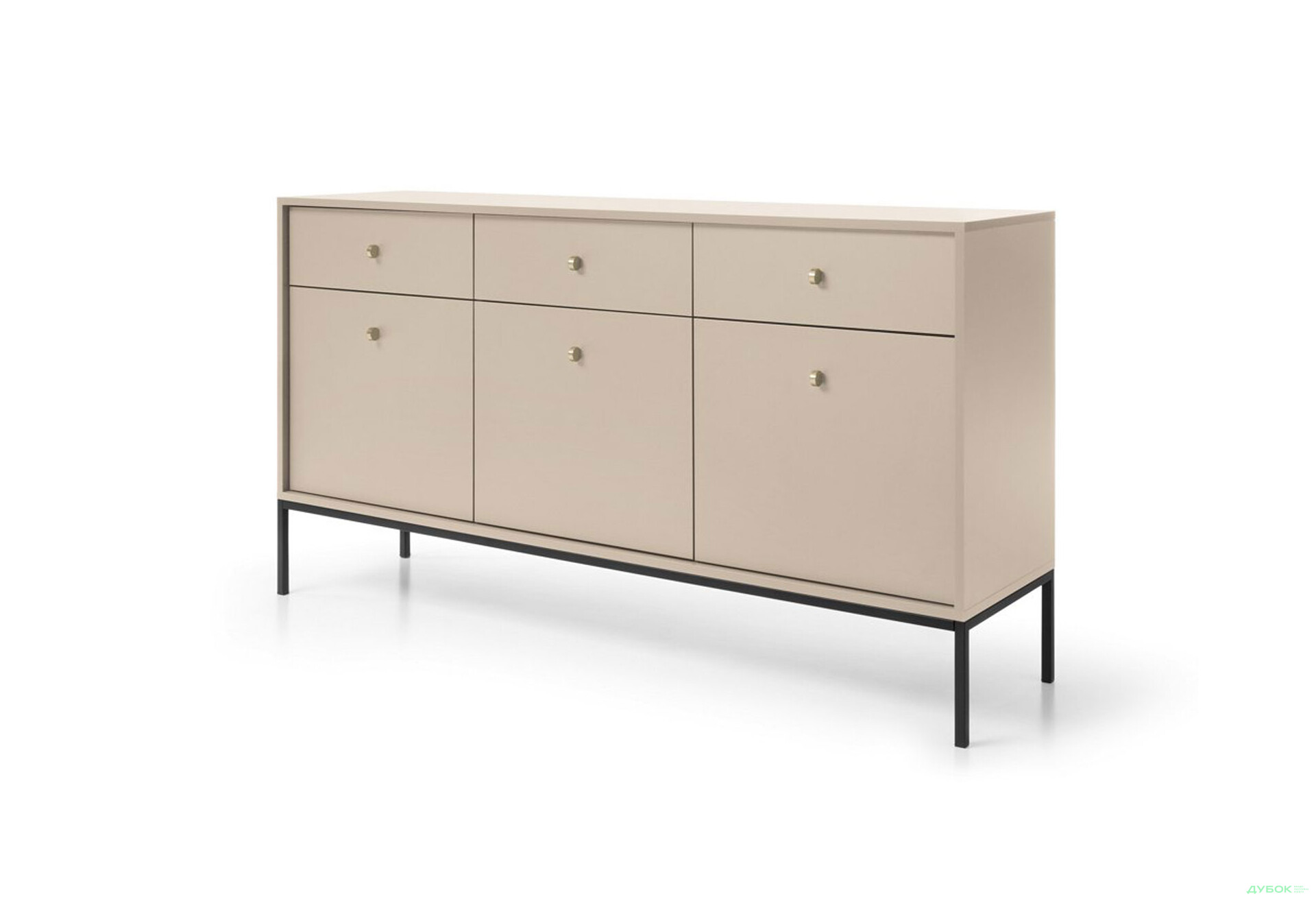 Комод Perfect Home Моно / Mono 3-дверний з 3 шухлядами 154 см, беж пісочний, чорні ніжки - Зображення 1 Зображення 1 - Комод Perfect Home Моно / Mono 3-дверний з 3 шухлядами 154 см, беж пісочний, чорні ніжки