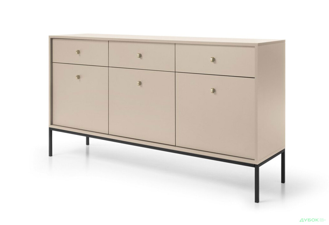 Комод Perfect Home Моно / Mono 3-дверний з 3 шухлядами 154 см, беж пісочний, чорні ніжки - Зображення 1 Зображення 1 - Комод Perfect Home Моно / Mono 3-дверний з 3 шухлядами 154 см, беж пісочний, чорні ніжки