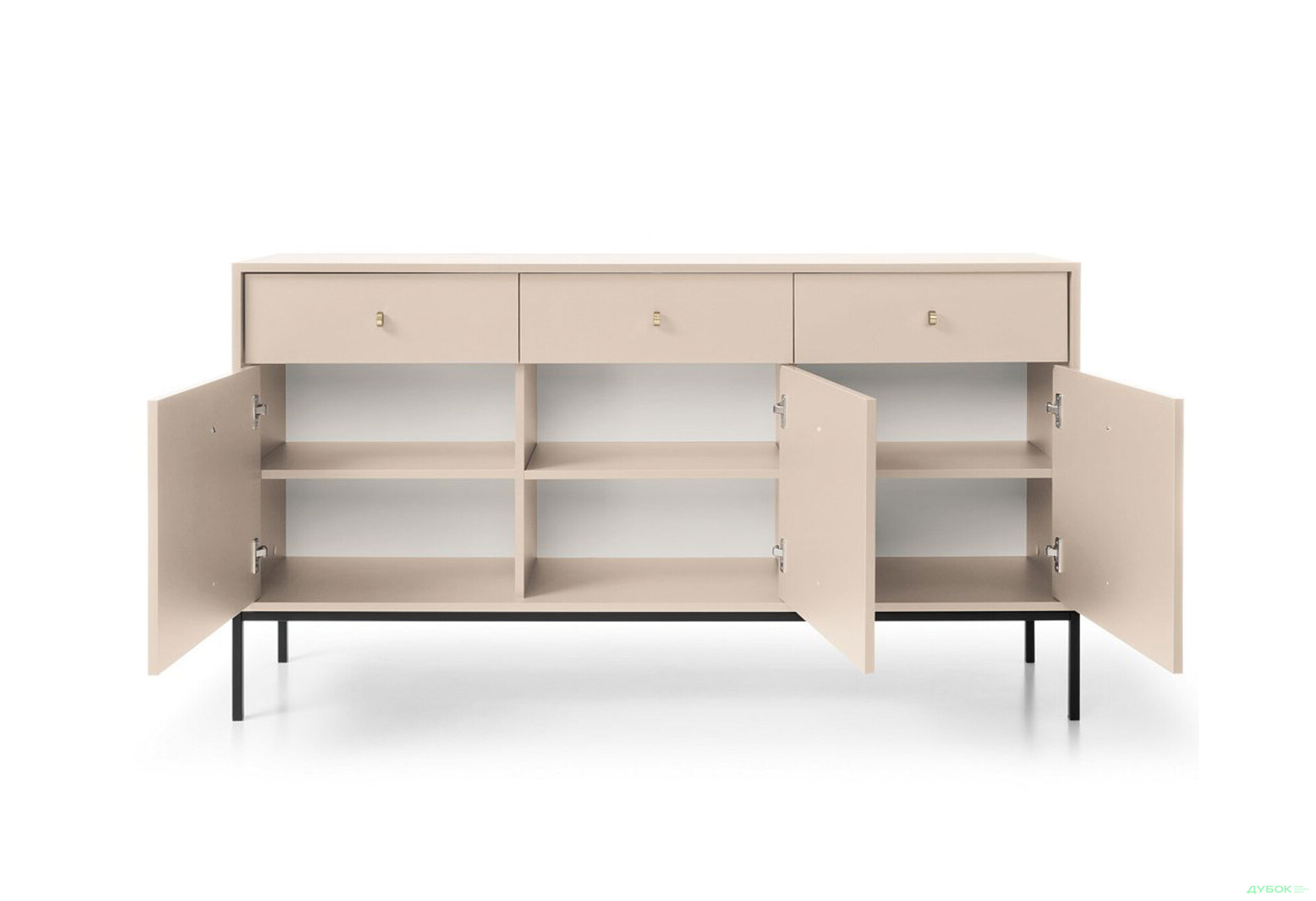 Комод Perfect Home Моно / Mono 3-дверний з 3 шухлядами 154 см, беж пісочний, чорні ніжки - Зображення 4 Зображення 4 - Комод Perfect Home Моно / Mono 3-дверний з 3 шухлядами 154 см, беж пісочний, чорні ніжки