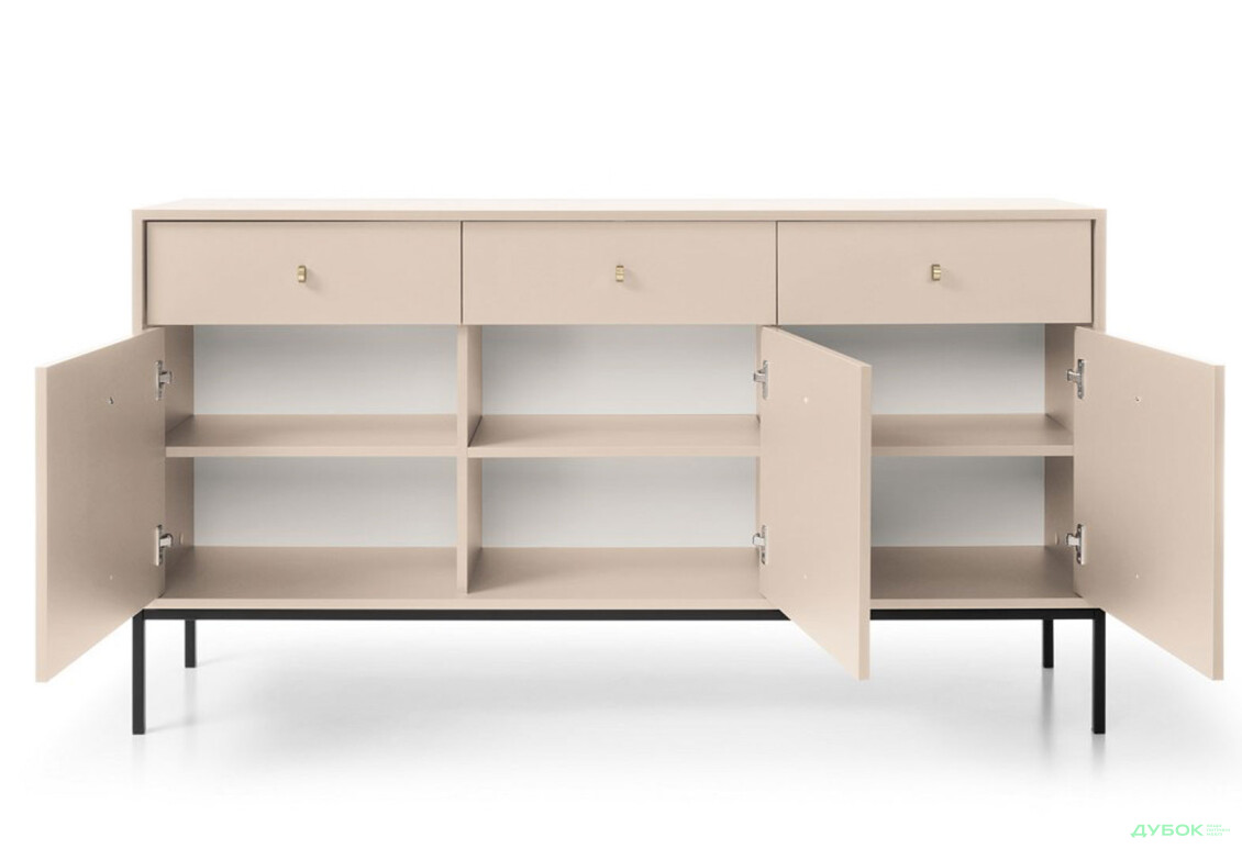 Комод Perfect Home Моно / Mono 3-дверний з 3 шухлядами 154 см, беж пісочний, чорні ніжки - Зображення 4 Зображення 4 - Комод Perfect Home Моно / Mono 3-дверний з 3 шухлядами 154 см, беж пісочний, чорні ніжки