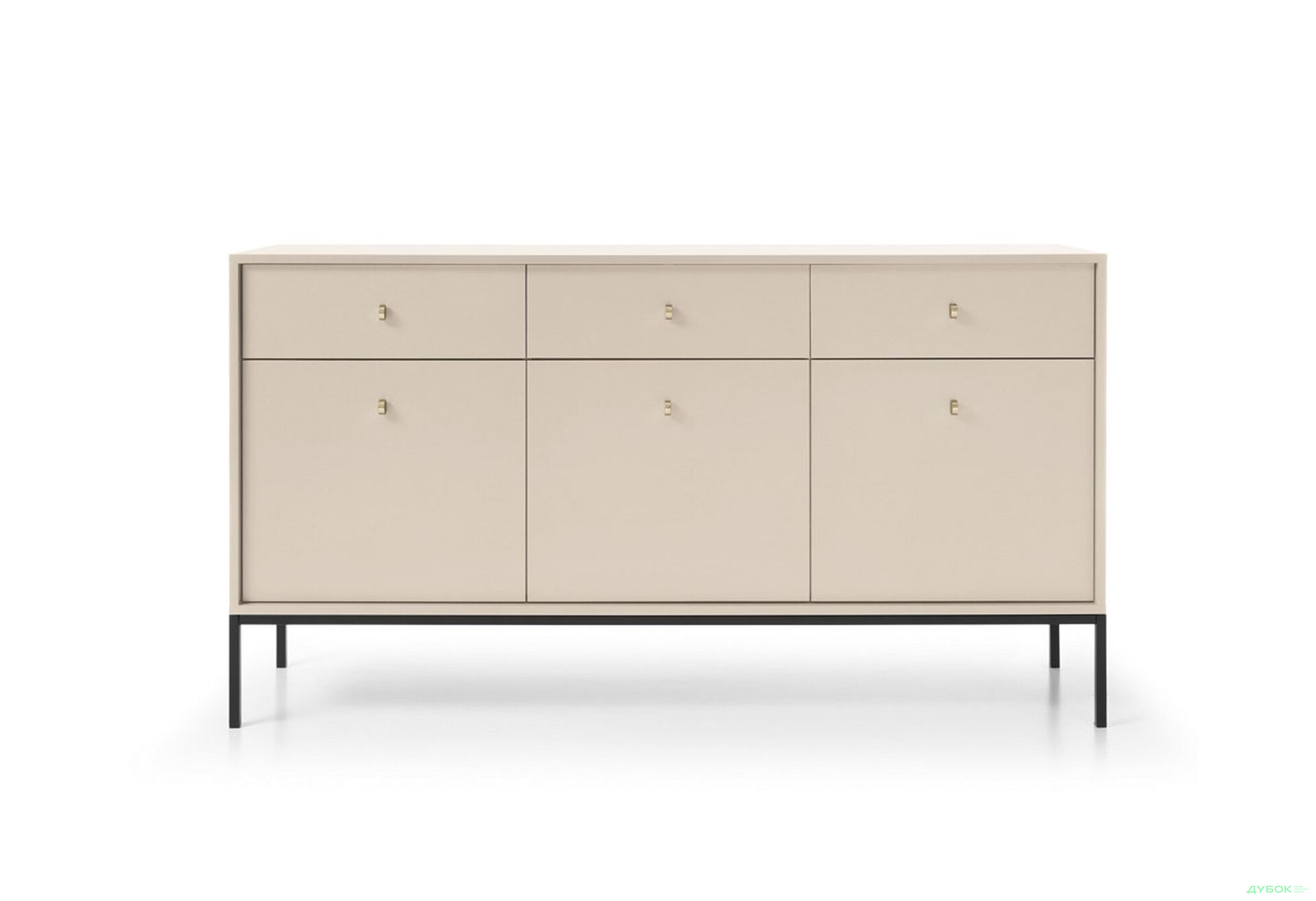 Комод Perfect Home Моно / Mono 3-дверний з 3 шухлядами 154 см, беж пісочний, чорні ніжки - Зображення 3 Зображення 3 - Комод Perfect Home Моно / Mono 3-дверний з 3 шухлядами 154 см, беж пісочний, чорні ніжки