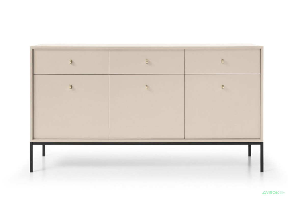 Комод Perfect Home Моно / Mono 3-дверний з 3 шухлядами 154 см, беж пісочний, чорні ніжки - Зображення 3 Зображення 3 - Комод Perfect Home Моно / Mono 3-дверний з 3 шухлядами 154 см, беж пісочний, чорні ніжки