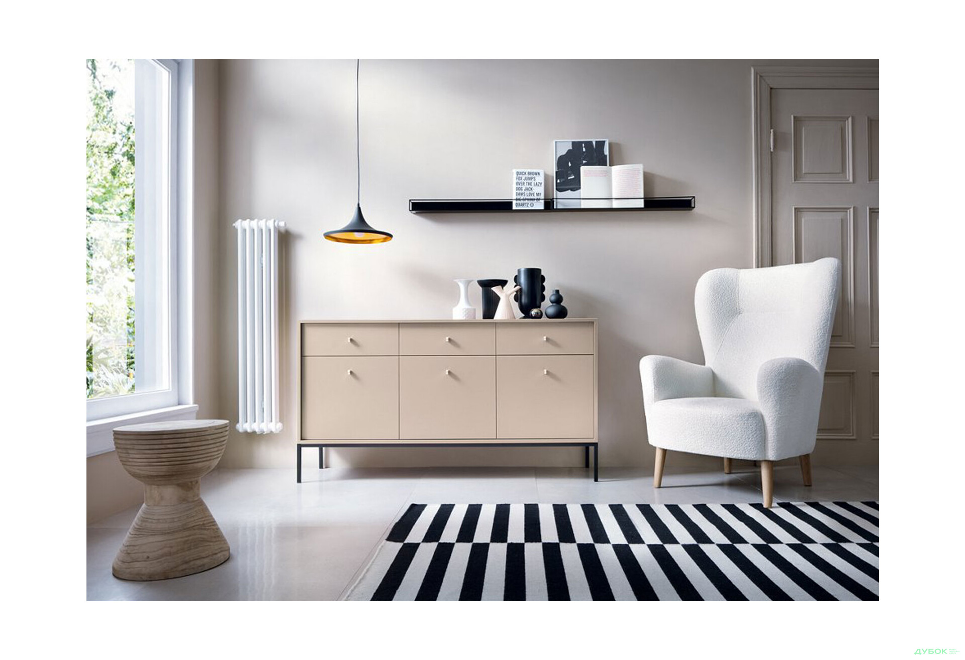 Зображення 2 - Комод Perfect Home Моно / Mono 3-дверний з 3 шухлядами 154 см, беж пісочний, чорні ніжки