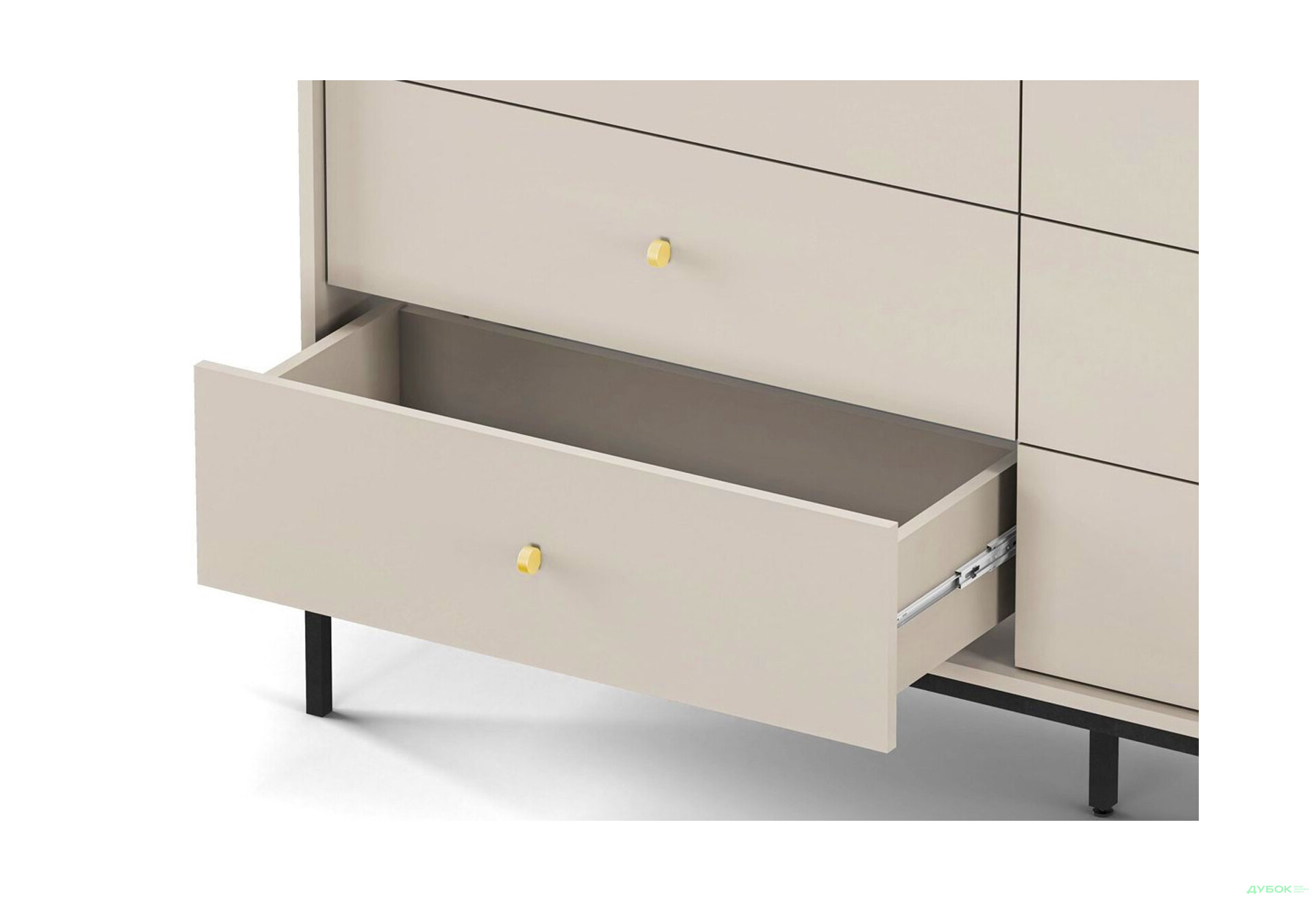 Комод Perfect Home Моно / Mono з 6 шухлядами 154 см, беж пісочний, чорні ніжки - Зображення 5 Зображення 5 - Комод Perfect Home Моно / Mono з 6 шухлядами 154 см, беж пісочний, чорні ніжки
