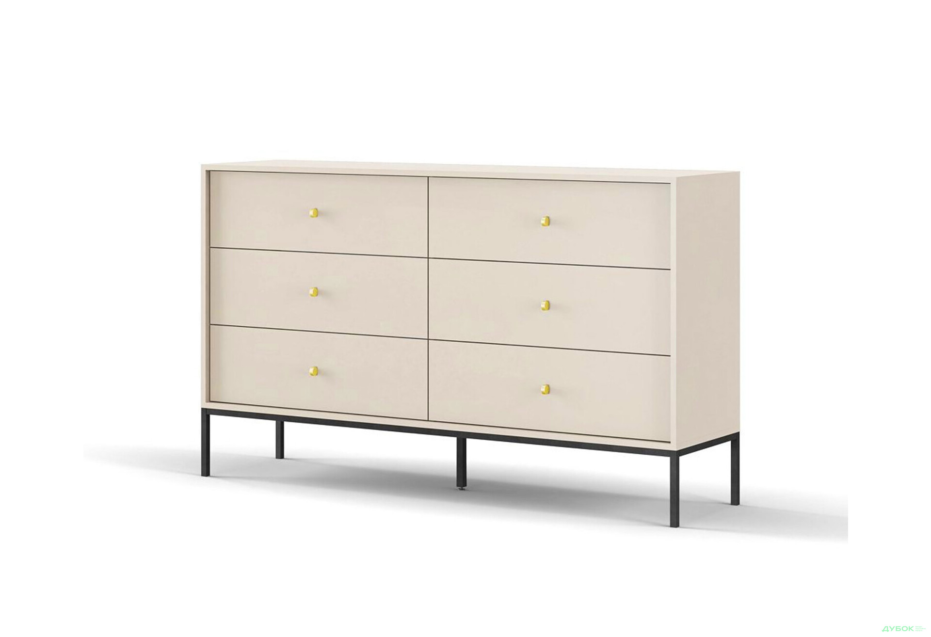 Комод Perfect Home Моно / Mono з 6 шухлядами 154 см, беж пісочний, чорні ніжки - Зображення 3 Зображення 3 - Комод Perfect Home Моно / Mono з 6 шухлядами 154 см, беж пісочний, чорні ніжки