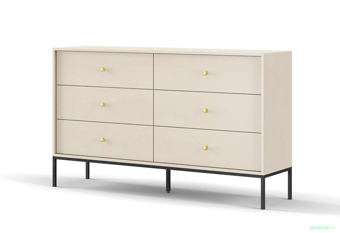 Комод Perfect Home Моно / Mono з 6 шухлядами 154 см, беж пісочний, чорні ніжки - Зображення 3 Зображення 3 - Комод Perfect Home Моно / Mono з 6 шухлядами 154 см, беж пісочний, чорні ніжки