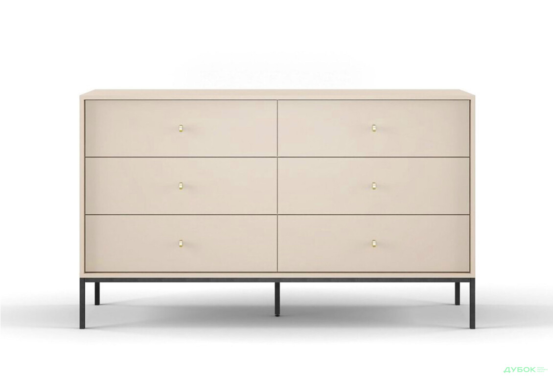 Комод Perfect Home Моно / Mono з 6 шухлядами 154 см, беж пісочний, чорні ніжки - Зображення 1 Зображення 1 - Комод Perfect Home Моно / Mono з 6 шухлядами 154 см, беж пісочний, чорні ніжки