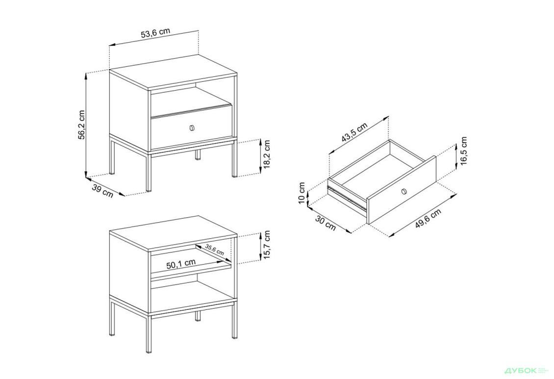 Приліжкова тумба Perfect Home Моно / Mono з шухлядою та полицею 54 см, беж пісочний, чорні ніжки - Зображення 4 Зображення 4 - Приліжкова тумба Perfect Home Моно / Mono з шухлядою та полицею 54 см, беж пісочний, чорні ніжки