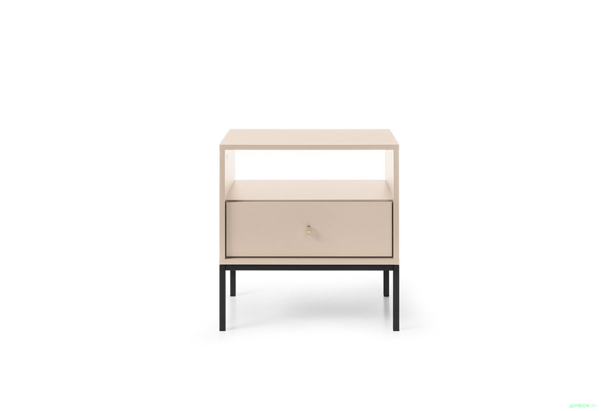 Приліжкова тумба Perfect Home Моно / Mono з шухлядою та полицею 54 см, беж пісочний, чорні ніжки - Зображення 2 Зображення 2 - Приліжкова тумба Perfect Home Моно / Mono з шухлядою та полицею 54 см, беж пісочний, чорні ніжки