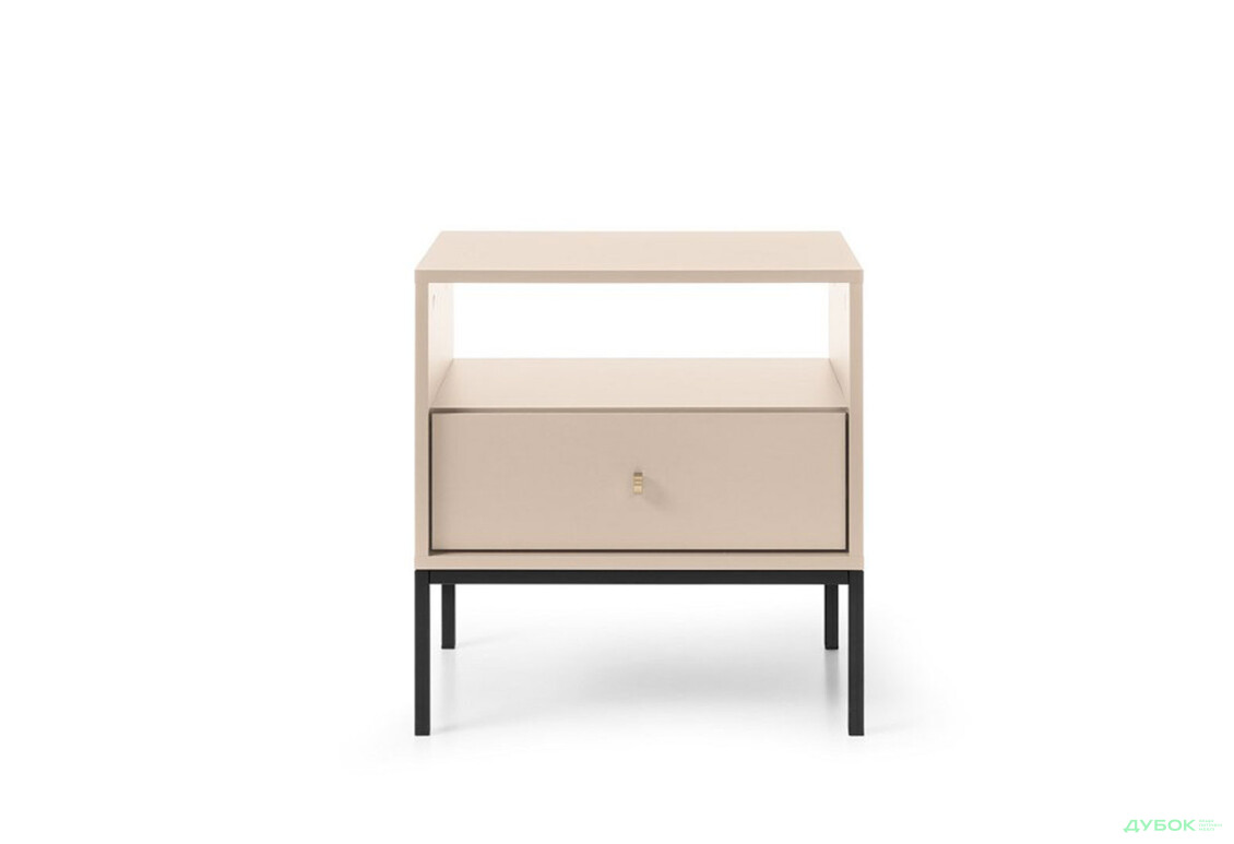 Приліжкова тумба Perfect Home Моно / Mono з шухлядою та полицею 54 см, беж пісочний, чорні ніжки - Зображення 2 Зображення 2 - Приліжкова тумба Perfect Home Моно / Mono з шухлядою та полицею 54 см, беж пісочний, чорні ніжки