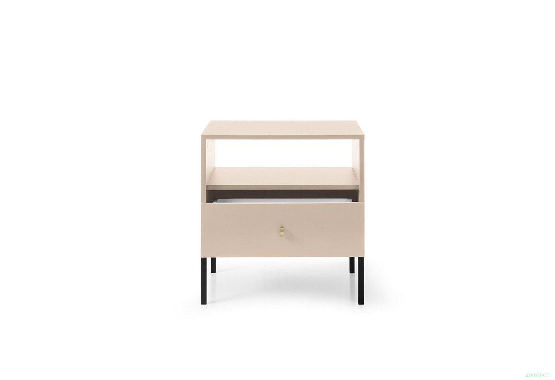 Приліжкова тумба Perfect Home Моно / Mono з шухлядою та полицею 54 см, беж пісочний, чорні ніжки - Зображення 3 Зображення 3 - Приліжкова тумба Perfect Home Моно / Mono з шухлядою та полицею 54 см, беж пісочний, чорні ніжки