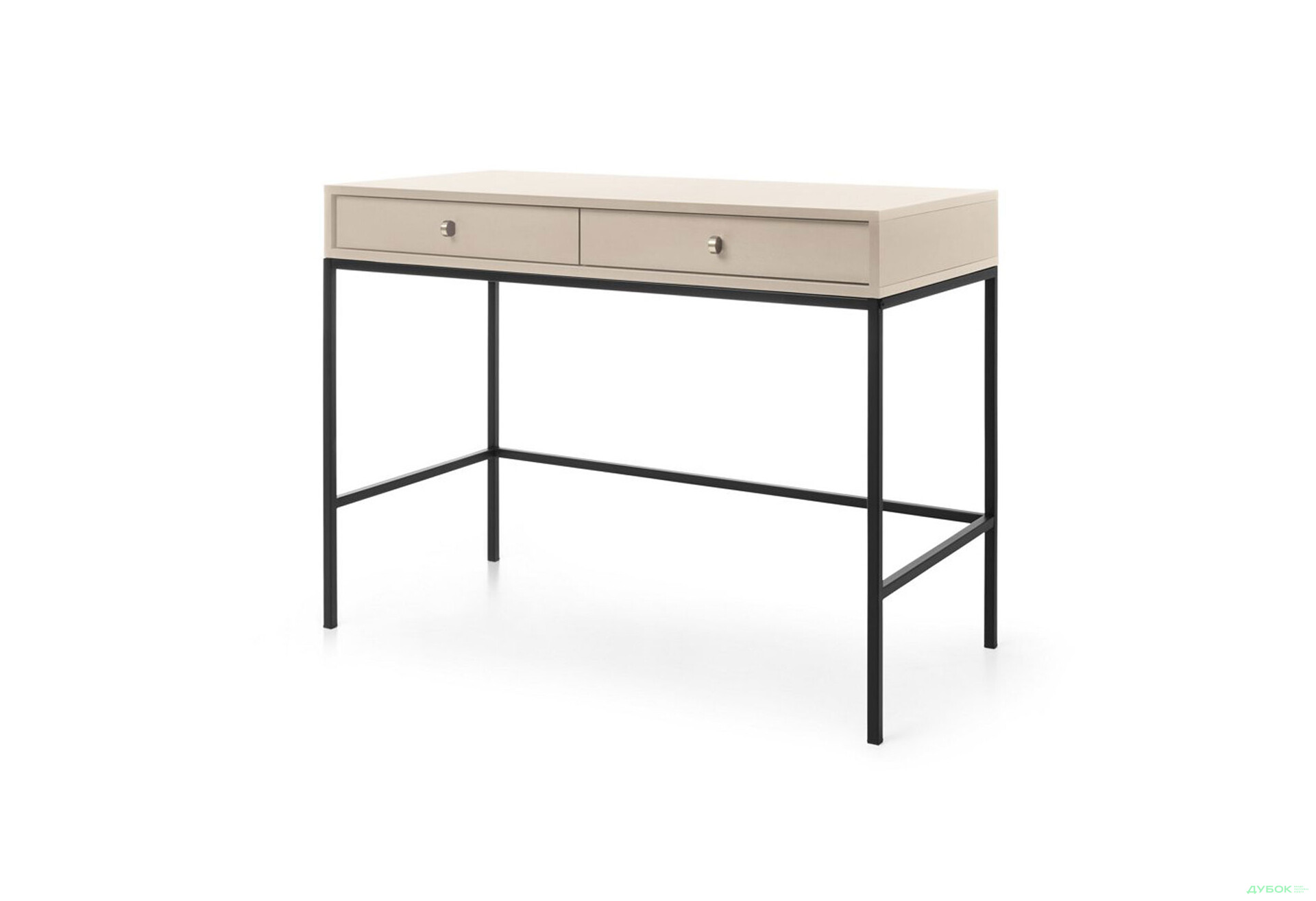 Стіл туалетний Perfect Home Моно / Mono з 2 шухлядами 104 см, беж пісочний, чорні ніжки - Зображення 1 Зображення 1 - Стіл туалетний Perfect Home Моно / Mono з 2 шухлядами 104 см, беж пісочний, чорні ніжки