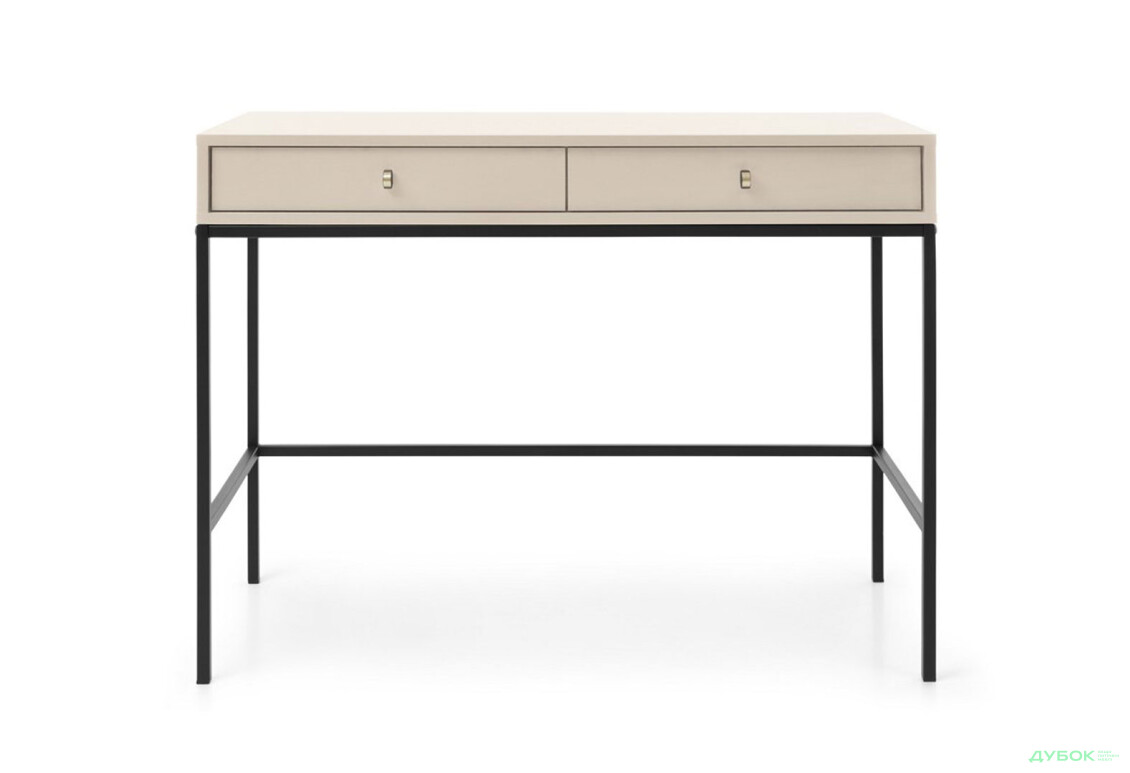 Стіл туалетний Perfect Home Моно / Mono з 2 шухлядами 104 см, беж пісочний, чорні ніжки - Зображення 2 Зображення 2 - Стіл туалетний Perfect Home Моно / Mono з 2 шухлядами 104 см, беж пісочний, чорні ніжки