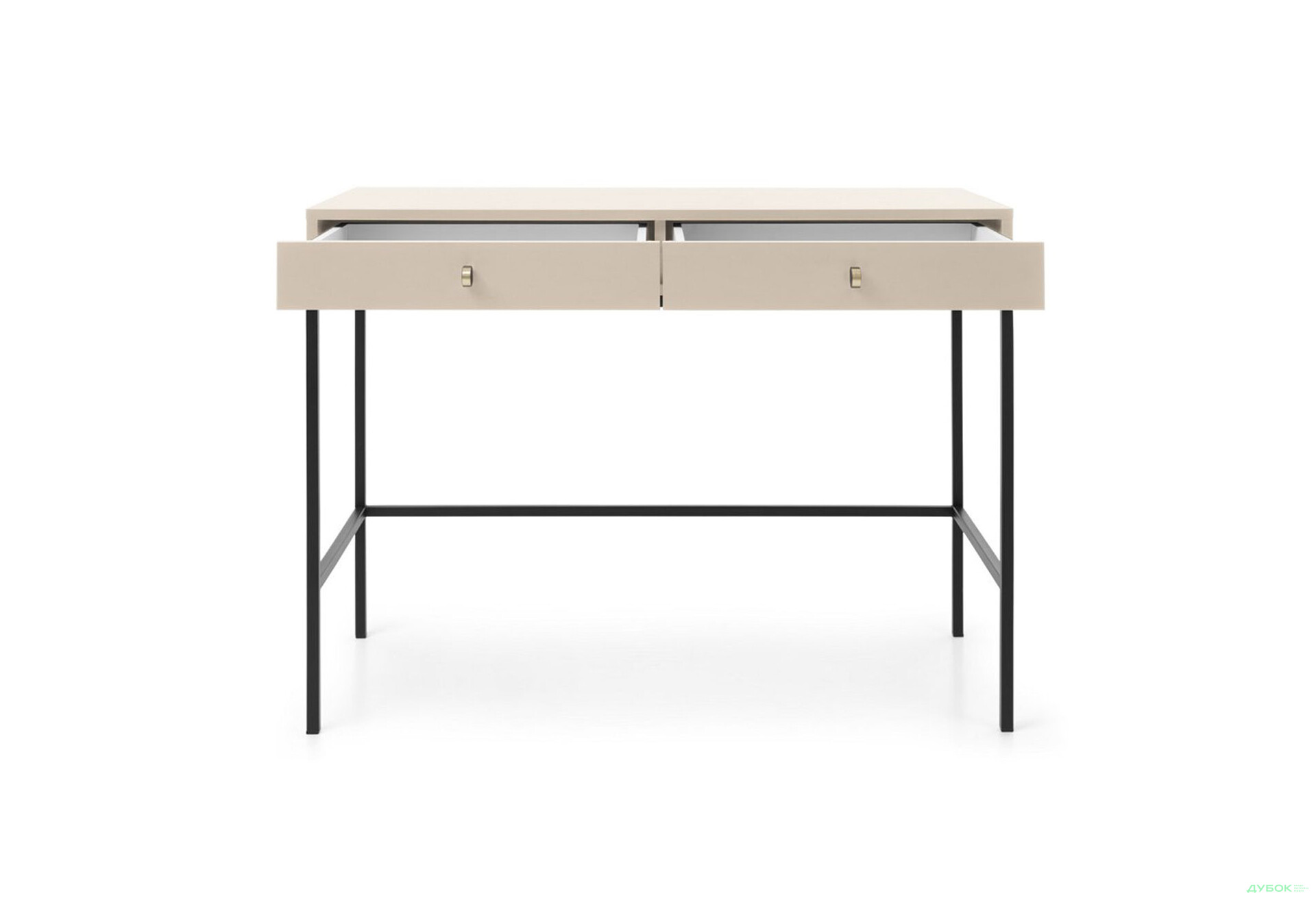Стіл туалетний Perfect Home Моно / Mono з 2 шухлядами 104 см, беж пісочний, чорні ніжки - Зображення 3 Зображення 3 - Стіл туалетний Perfect Home Моно / Mono з 2 шухлядами 104 см, беж пісочний, чорні ніжки