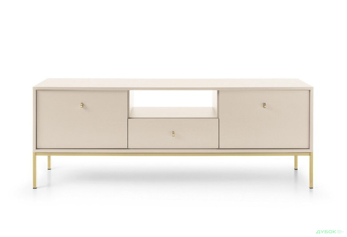 Тумба под ТВ Perfect Home Моно / Mono с 2 дверками, ящиком и полкой 154 см, беж песочный, золотые ножки - Изображение 3 Изображение 3 - Тумба под ТВ Perfect Home Моно / Mono с 2 дверками, ящиком и полкой 154 см, беж песочный, золотые ножки