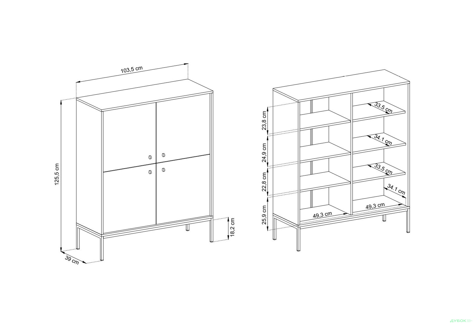 Комод Perfect Home Моно / Mono 4-дверний 104 см, беж пісочний, золоті ніжки - Зображення 4 Зображення 4 - Комод Perfect Home Моно / Mono 4-дверний 104 см, беж пісочний, золоті ніжки