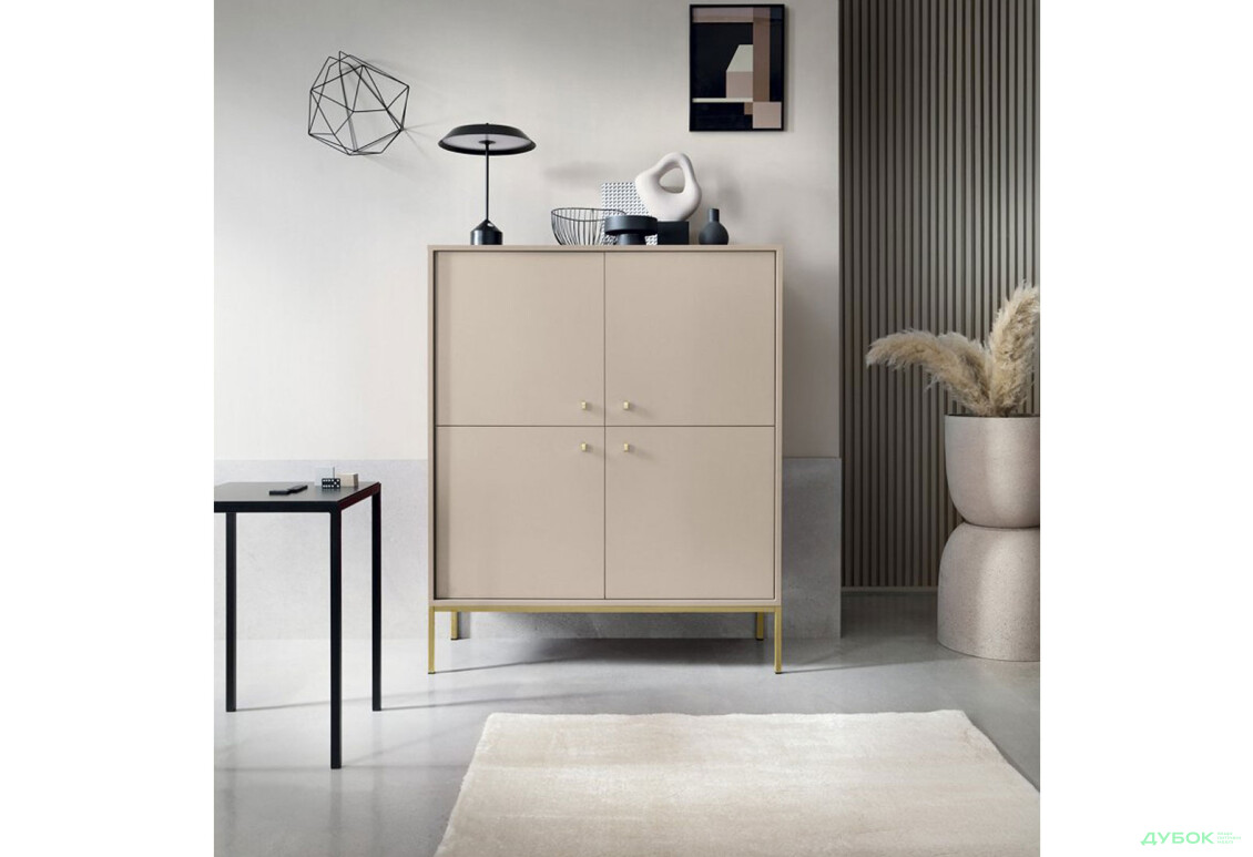 Зображення 2 - Комод Perfect Home Моно / Mono 4-дверний 104 см, беж пісочний, золоті ніжки